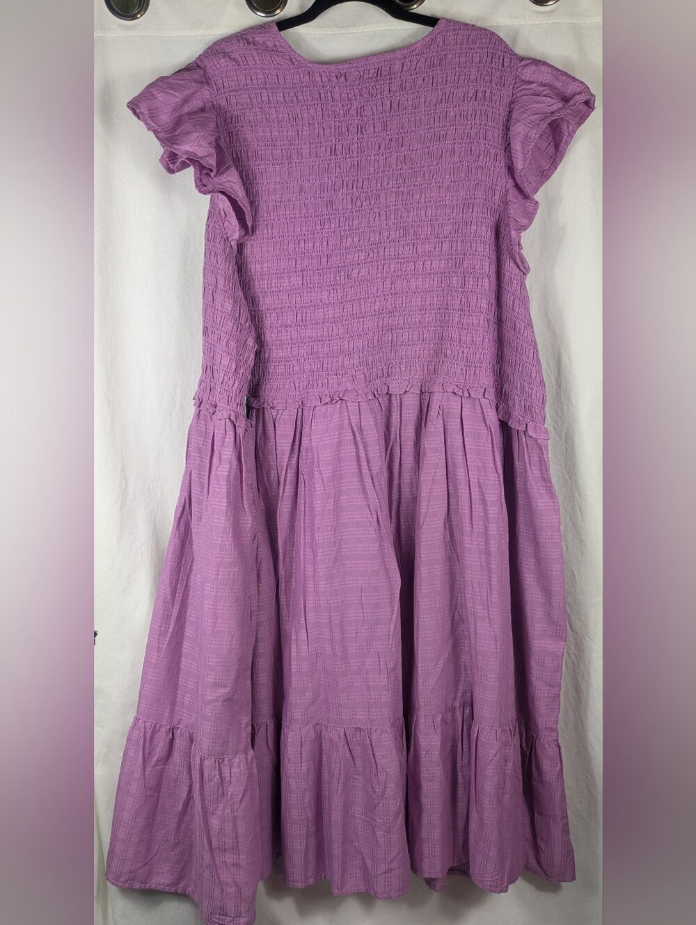 Terra & Sky Smocked Bodice Cotton Midi Dress Purple 4X NWT - Picture 4 of 5